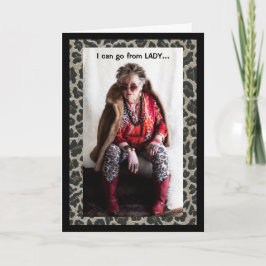 Tarjeta Mujer humorística yendo de Lady a Crazy Card