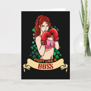 Tarjeta Mujer irlandesa fuerte empoderada boxeo kickboxing