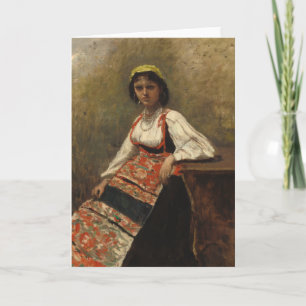 Tarjeta Mujer italiana (La Morieri) por Corot