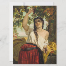 Mujer italiana recogiendo uvas (cosecha de verano)