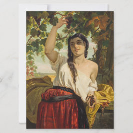 Tarjeta Mujer italiana recogiendo uvas (cosecha de verano)