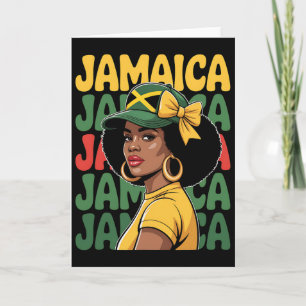 Tarjeta Mujer Jamaica Chica Bandera Jamaicana Vacaciones V