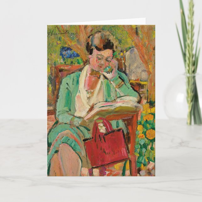 Tarjeta Mujer leyendo | George Leslie Hunter (Anverso)