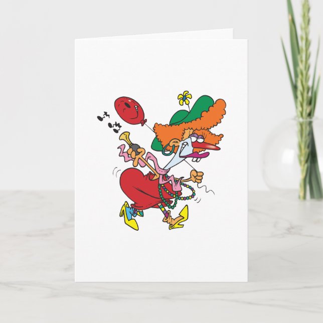 Tarjeta Mujer Loca Corriendo Payaso (Anverso)