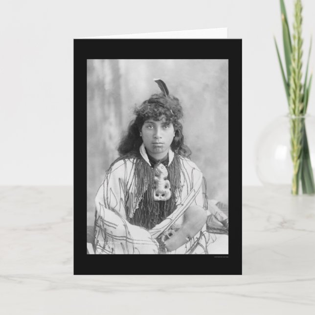 Tarjeta Mujer maorí de Rotorua Nueva Zelanda 1895 (Anverso)