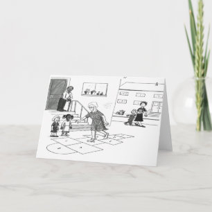 Tarjeta Mujer mayor salta a jugar al whisky con niños