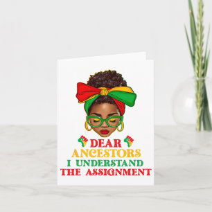 Tarjeta Mujer Negra Afro Moño Desordenado Queridos Ancestr
