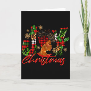 Tarjeta Mujer negra alegre estadounidense divertida Navida