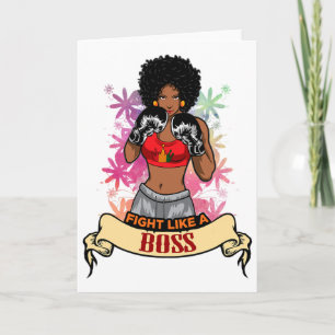 Tarjeta Mujer Negra Empoderada Boxeo Magia Kickboxing Chic