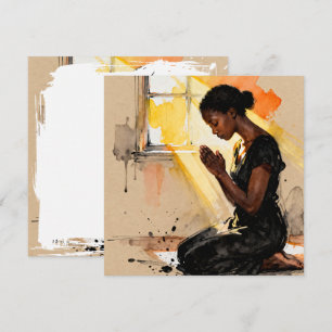Tarjeta Mujer Negra Hermosa Orando Arte Abstracto