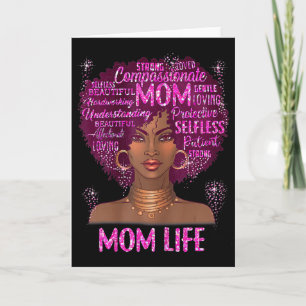 Tarjeta Mujer negra mamá vida mamá afroamericana feliz