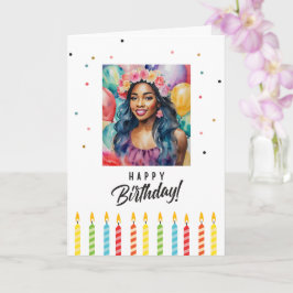 Tarjeta Mujer negra sonriendo feliz cumpleaños