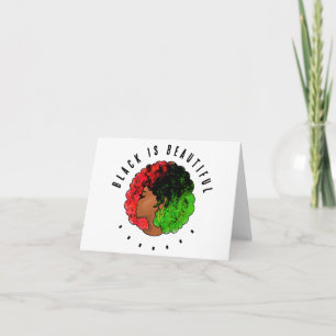 Tarjeta Mujer niña negra panafricana orgullo afro verde ro