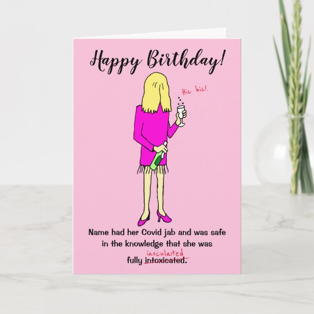 Tarjeta Mujer Personalizado divertida que bebe Covid Jab C (Anverso)