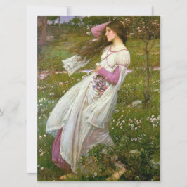 Tarjeta Mujer recolectando flores en el viento