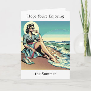 Tarjeta Mujer Retro de los 50   Disfruta el Verano   Te Ex