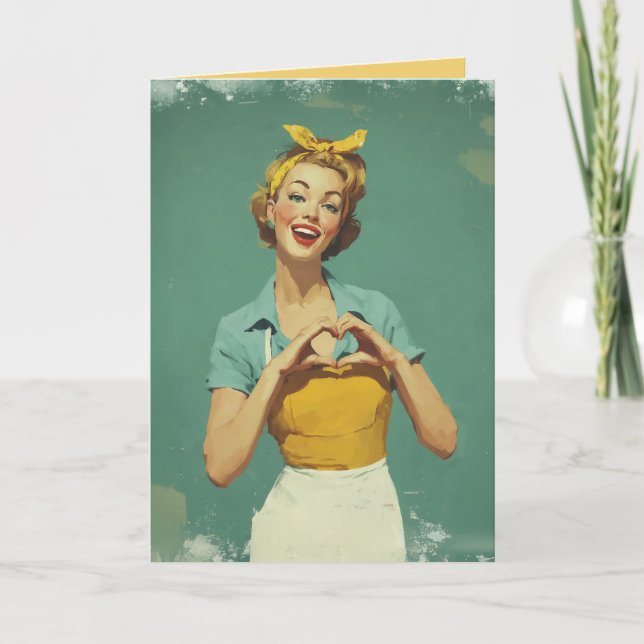 Tarjeta Mujer Retro Enviando Amor (Anverso)