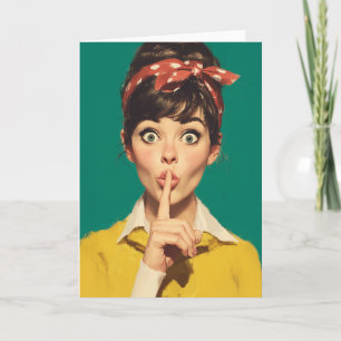 Tarjeta Mujer Retro Haciedo un Chist