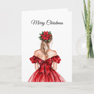 Tarjeta Mujer Rubia Vestido Navidad
