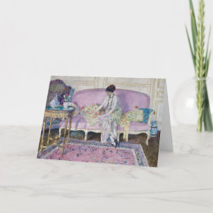 Tarjeta Mujer sentada en Sofa   Frederick Carl Frieseke