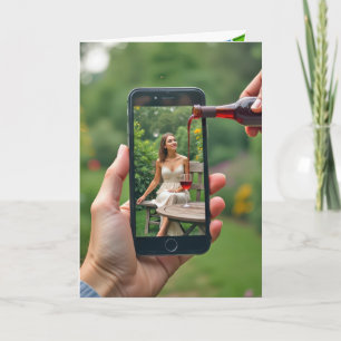 Tarjeta Mujer Smartphone con vino perdedor