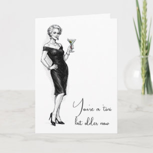 Tarjeta Mujer Sofisticada Cumpleaños Con Martini