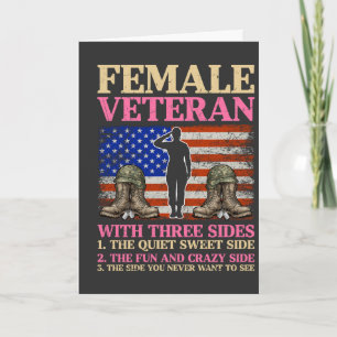 Tarjeta Mujer Veterana Militar Divertida Bandera Americana