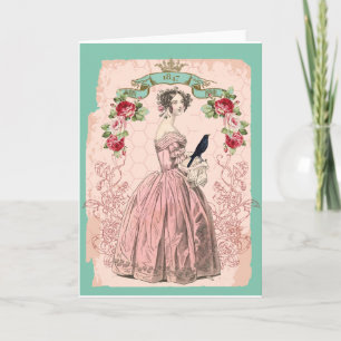 Tarjeta Mujer victoriana rosa