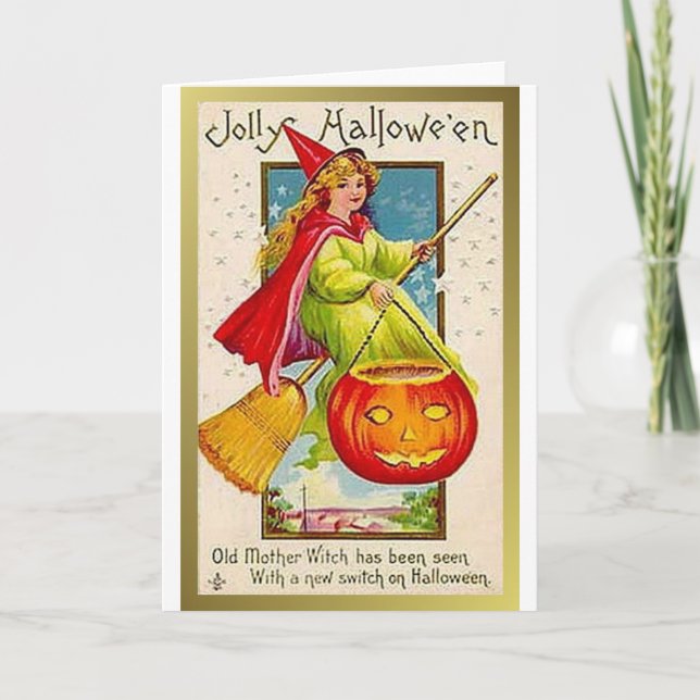 Tarjeta Mujer vieja de Jolly Halloween (alterada) (Anverso)