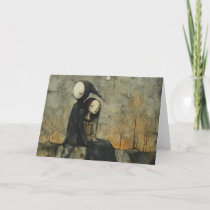 Tarjeta Mujer y el fantasma de su amante, tristeza