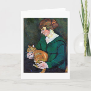 Tarjeta Mujer y gato, Suzanne Valadon