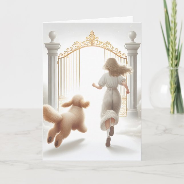 Tarjeta Mujer y labrador en la puerta del cielo (Anverso)