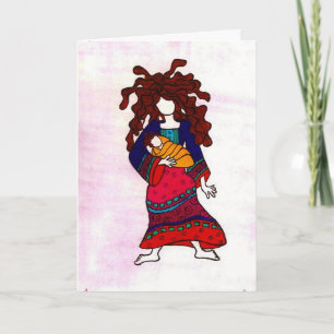 Tarjeta mujer y niño