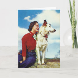 Tarjeta Mujer y Perro Vintage, Día de la Madre