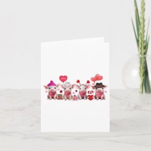 Tarjeta Mujeres Cerdos Lindos Día de San Valentín Granja A