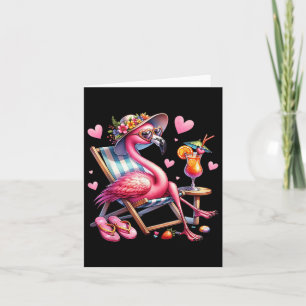Tarjeta Mujeres Chicas Pink Flamingo Beach Palm Tree Cute 