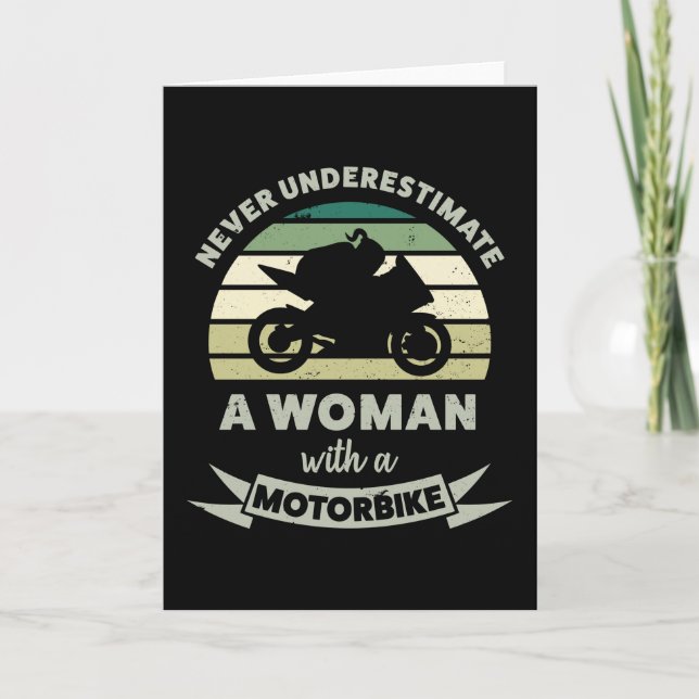 Tarjeta Mujeres con motocicleta divertida regalo mujer (Anverso)