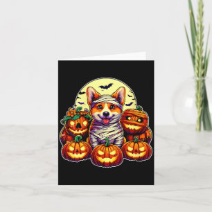 Tarjeta Mujeres Corgi Momia y Calabazas Halloween Lindo