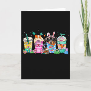 Tarjeta Mujeres Dachshund Perro Amante Café Conejo Pascua 