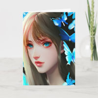 Mujeres de bonito con mariposas azules Cumpleaños