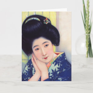 Tarjeta Mujeres de cosecha japonesa Hermosa Chica Geisha