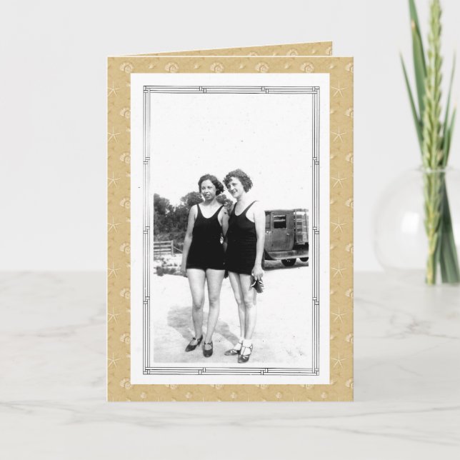 Tarjeta Mujeres de la década de 1920 en traje de baño (Anverso)