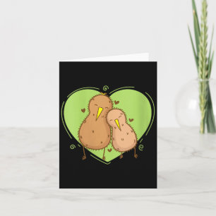 Tarjeta Mujeres El pájaro kiwi está enamorado Fruta kiwi A