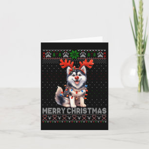Tarjeta Mujeres Feliz Navidad Alaska Malamute Perro amante