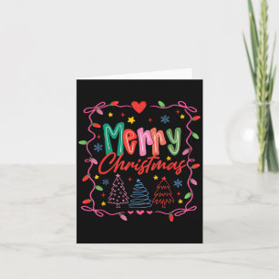Tarjeta Mujeres Feliz Navidad Preppy Coquette Bow Navidad 