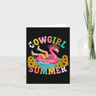 Tarjeta Mujeres Flamingo Cowgirl Divertido Verano Familia