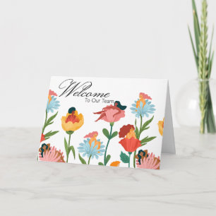 Tarjeta Mujeres florales bienvenidas al equipo nuevo emple