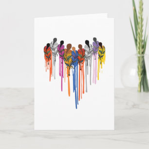 Tarjeta Mujeres Forma de Corazón Acuarela Nativo Americano