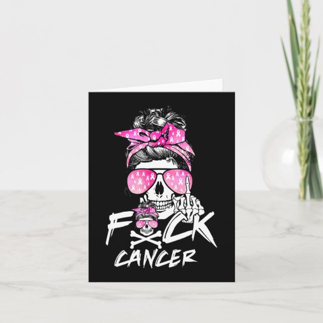 Tarjeta Mujeres guerreras del cáncer de mama Fck Riña Rosa (Anverso)