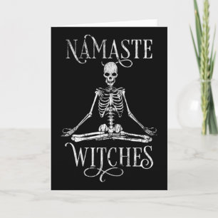 Tarjeta Mujeres Halloween Yoga Esqueleto Namaste Destrozad